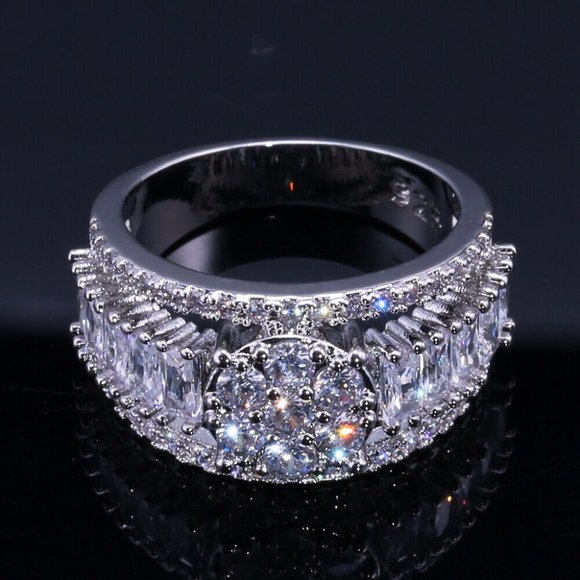 New 925 Silver Wedding Engagement Sapphire Ring - Picture 3 of 5